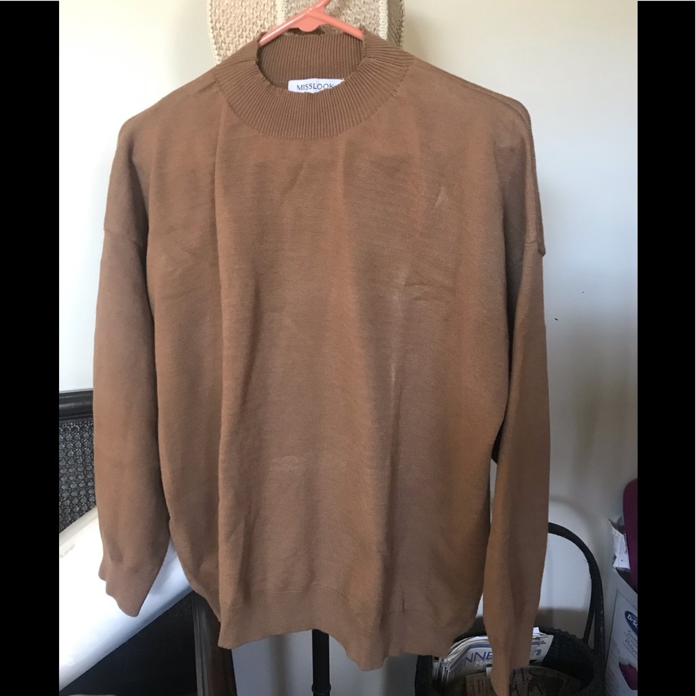 Mislook Mock Neck Sweater Camel Color. NWOT This sweater matches Geiger coat!